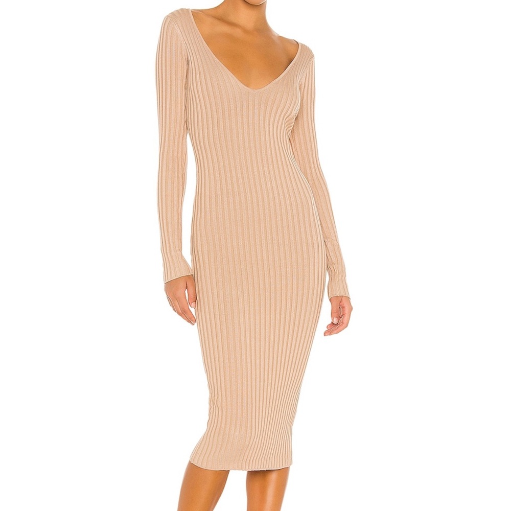 NBD ВЕКАН DEEP V MIDI DRESS